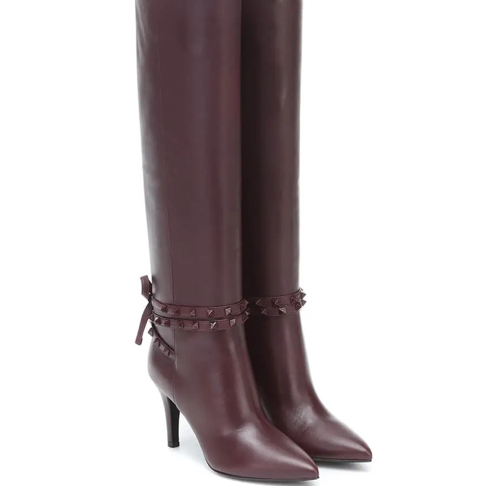Elegant Burgundy Knee-High Boots